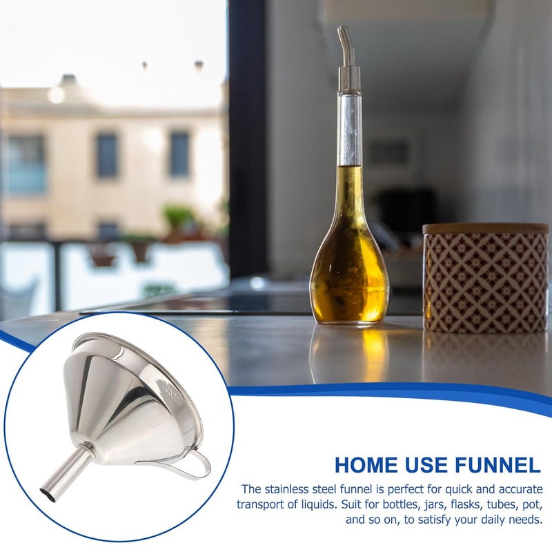 Stainless Steel Kitchen Funnel With Mesh Filter For Oil Wine Juice Bottle Filling - Image 4